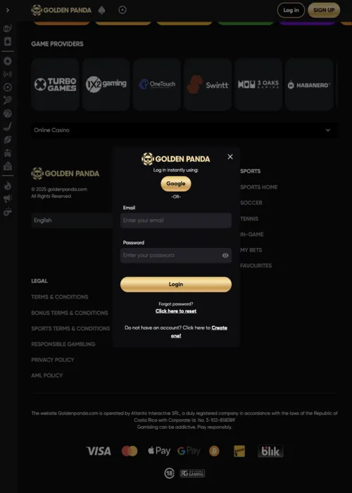 Sicherer Spieler Konto Login Golden Panda Casino