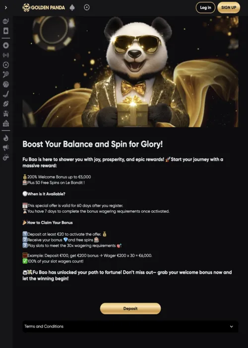 Exklusive Bonus Belohnungen Übersicht Golden Panda Casino